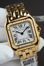 Cartier Panthere WJPN0015 White Dial Watch Bezel Diamonds Moissanite 27x37mm