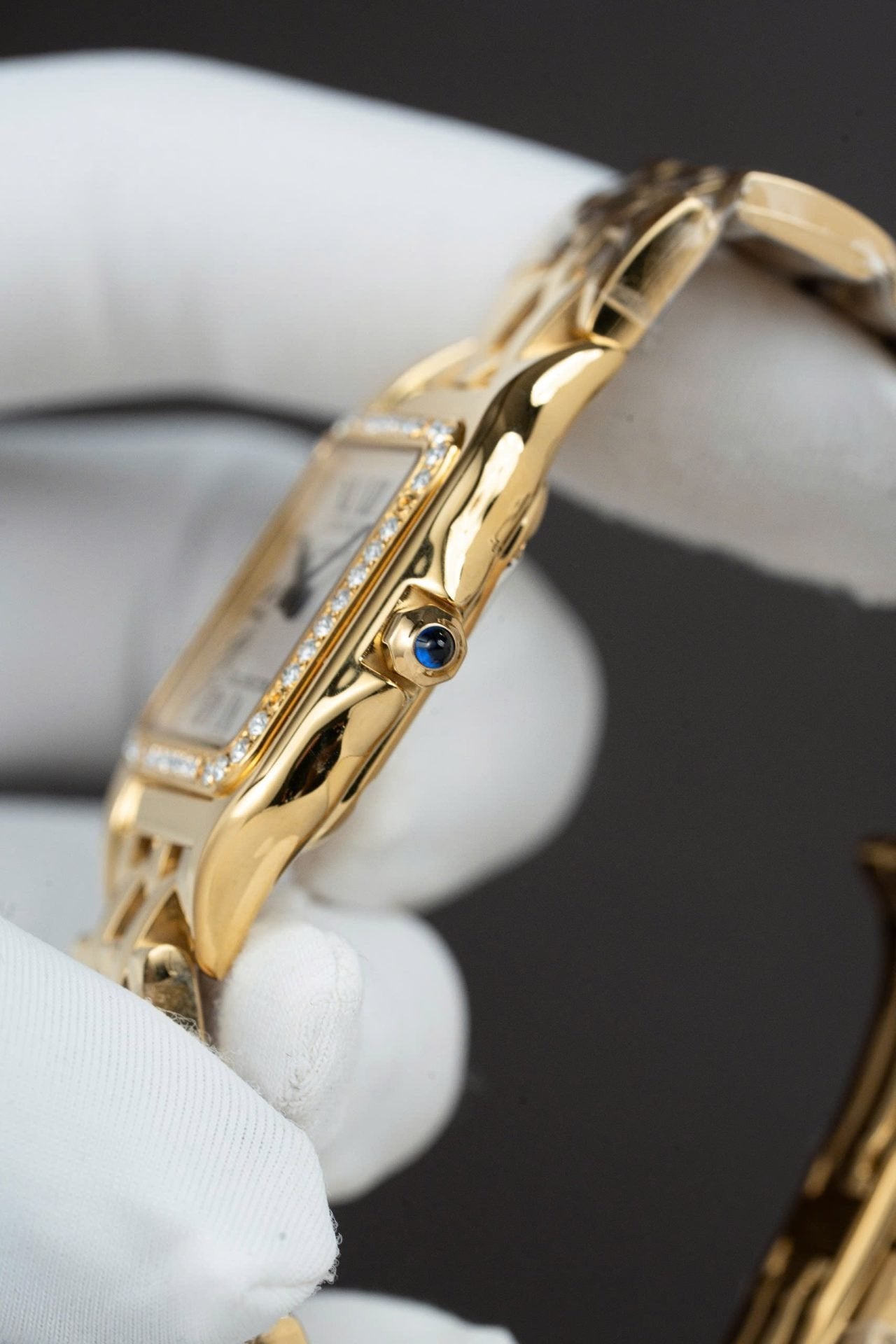 Cartier Panthere WJPN0015 White Dial Watch Bezel Diamonds Moissanite 27x37mm