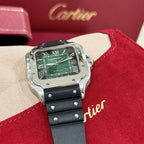 Cartier Watch Santos WSSA0061 Green Dial Rubber Strap 39.8mm