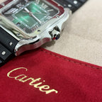 Cartier Watch Santos WSSA0061 Green Dial Rubber Strap 39.8mm