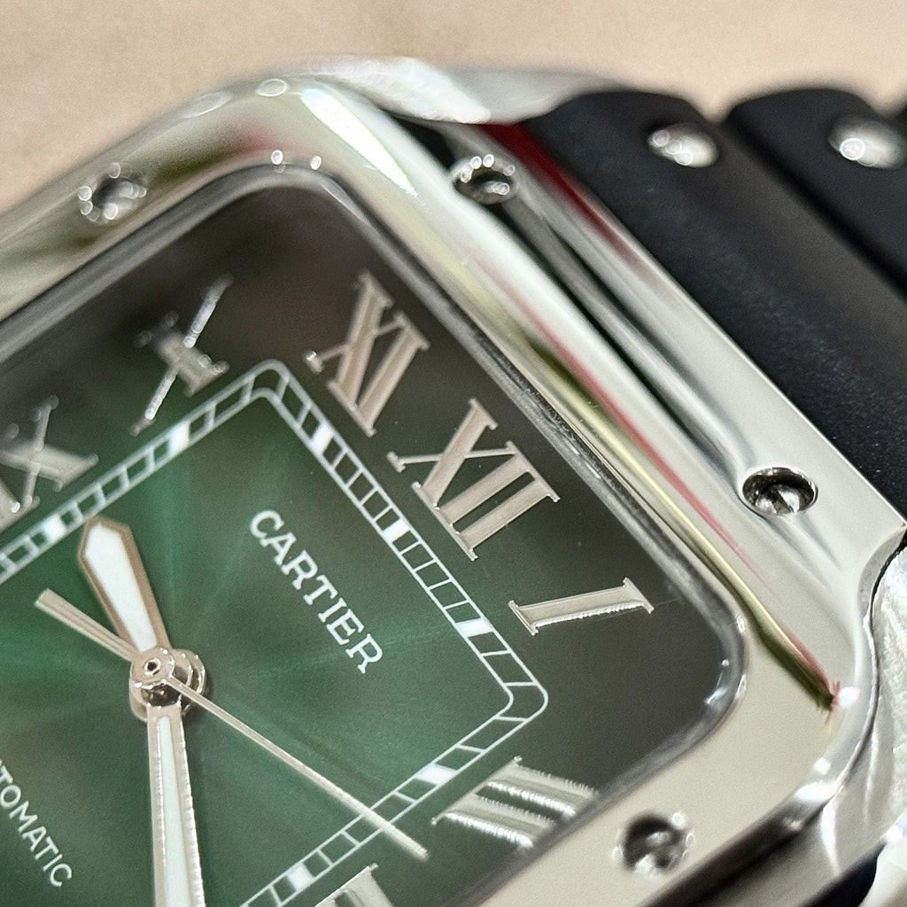 Cartier Watch Santos WSSA0061 Green Dial Rubber Strap 39.8mm