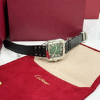 Cartier Watch Santos WSSA0061 Green Dial Rubber Strap 39.8mm