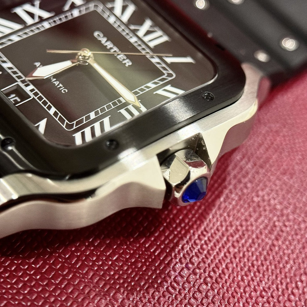 Cartier Watch Santos Black Dial Roman Numeral Pile 39.8mm