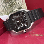 Cartier Watch Santos Black Dial Roman Numeral Pile 39.8mm