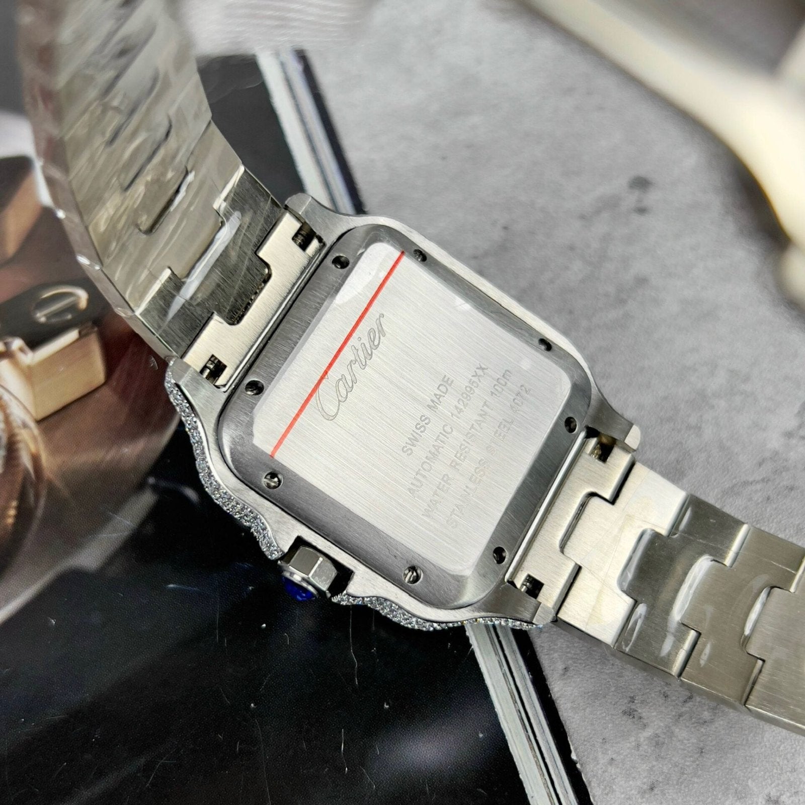 Cartier Santos Watch With Full Stone 39.8mm