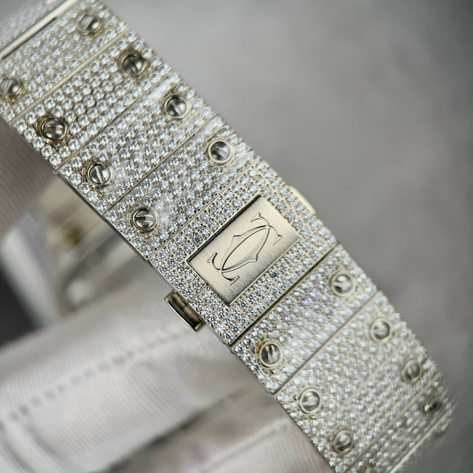 Cartier Santos Watch With Full Stone 39.8mm