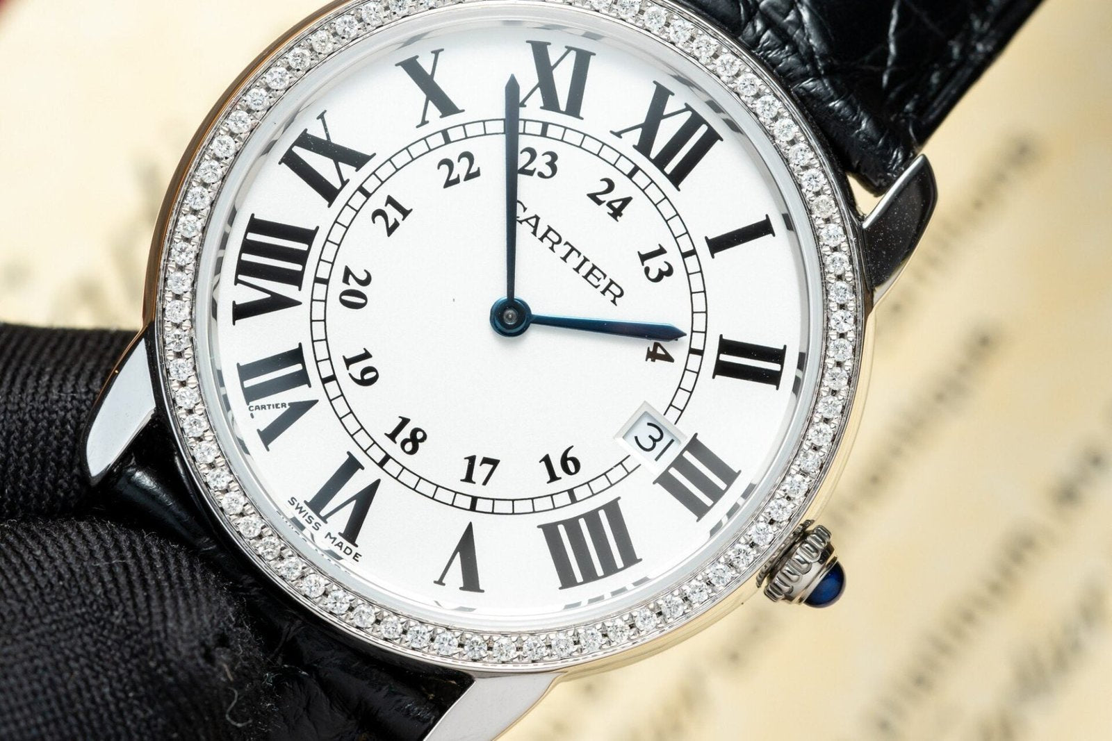Cartier Ronde Natural Diamond Watch For Women 36mm