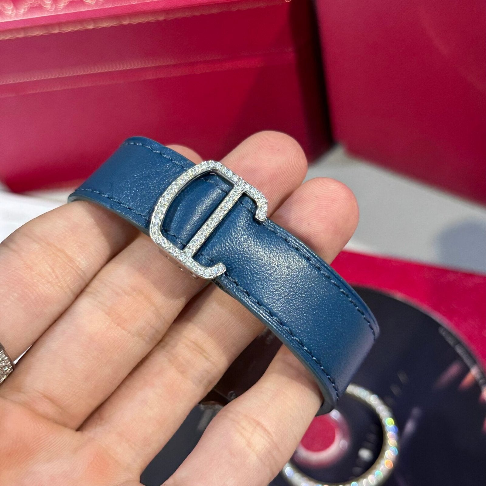 Cartier Santos Watch Blue Dial Moissanite Diamonds 39.8mm