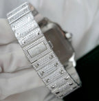 Cartier Santos Green Dial Watch Diamonds Moissanite 39.8mm
