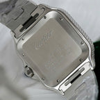 Cartier Santos Green Dial Watch Diamonds Moissanite 39.8mm