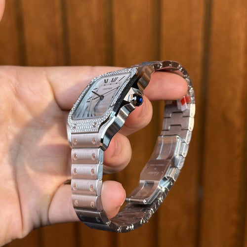 Cartier Watch Santos Moissanite Diamonds 39.8mm