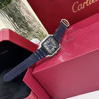 Cartier Santos Watch Rubber Blue Strap 39.8mm