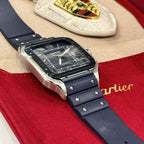Cartier Santos Watch Rubber Blue Strap 39.8mm