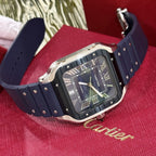Cartier Santos Watch Rubber Blue Strap 39.8mm