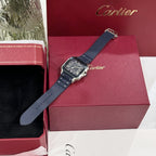 Cartier Santos Watch Rubber Blue Strap 39.8mm