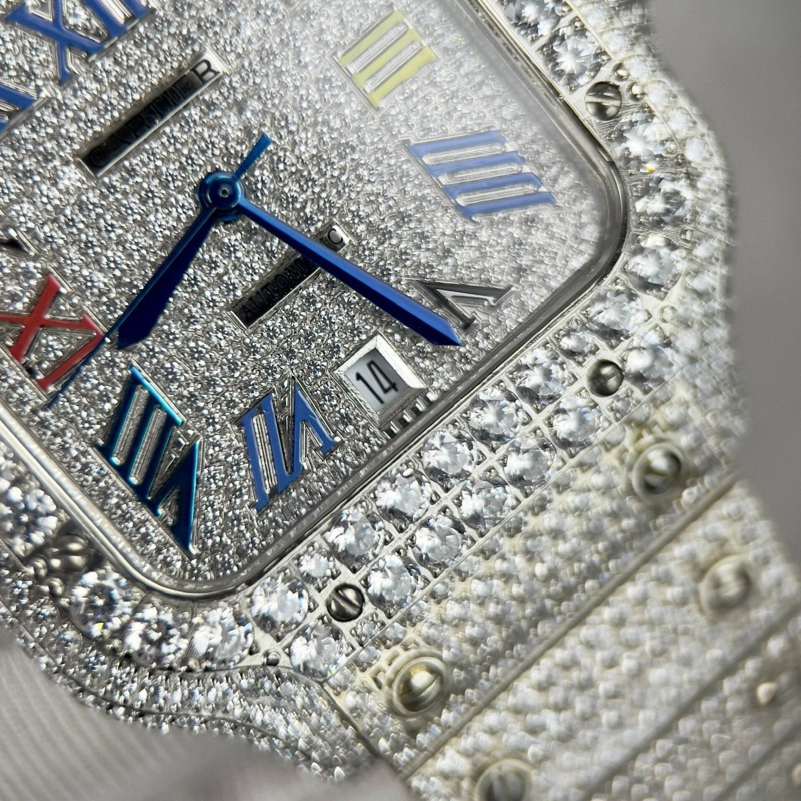 Cartier Santos Watch With Full Stone 39.8mm