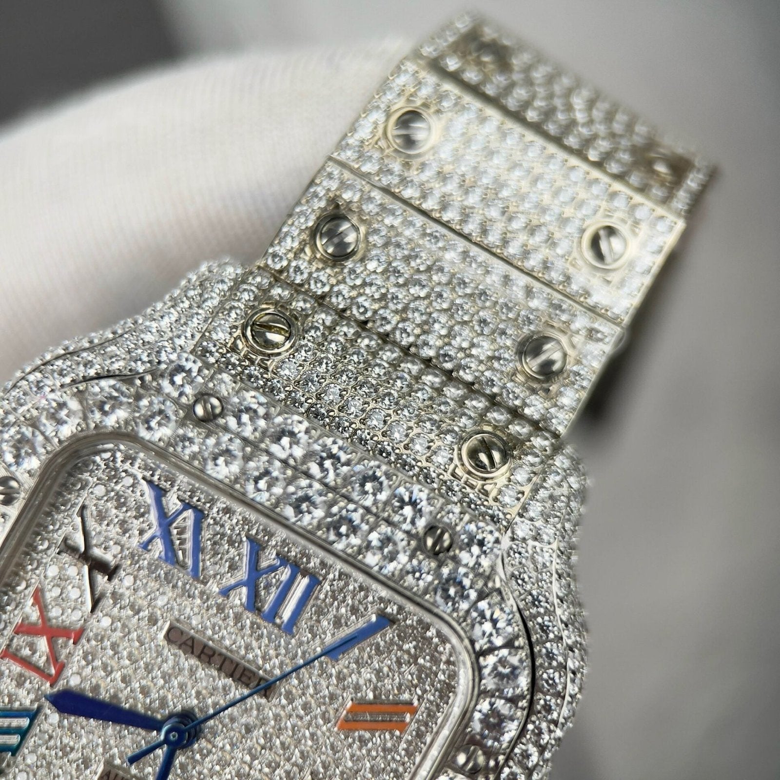 Cartier Santos Watch With Full Stone 39.8mm