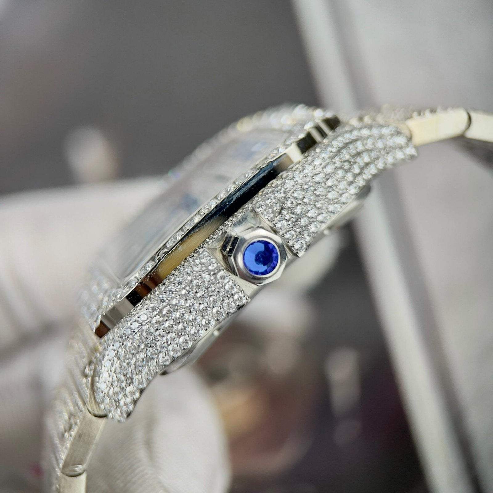 Cartier Santos Watch With Full Stone 39.8mm