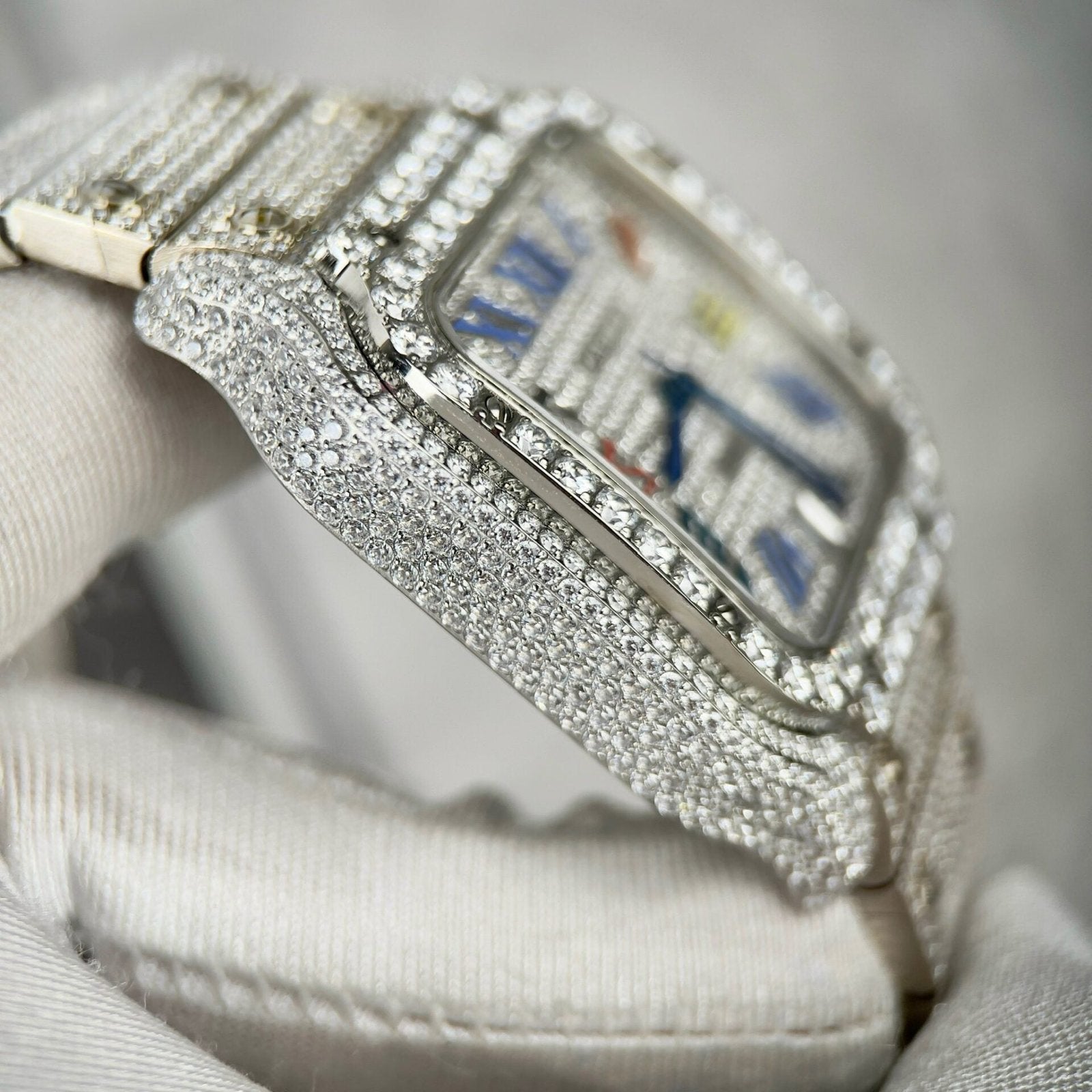 Cartier Santos Watch With Full Stone 39.8mm