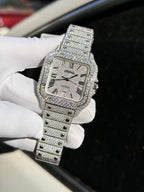 Cartier Santos Watch Full Diamond Moissanite 39.8mm