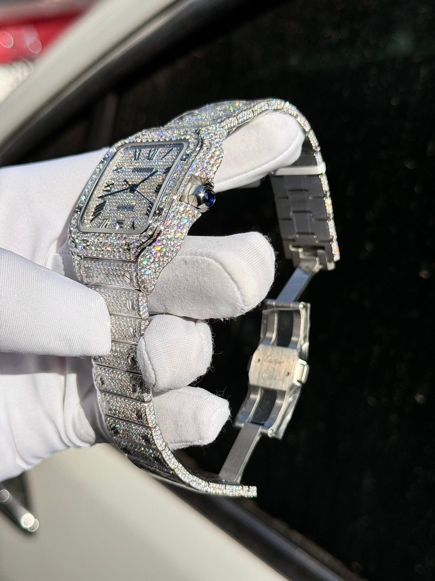 Cartier Santos Watch Full Diamond Moissanite 39.8mm