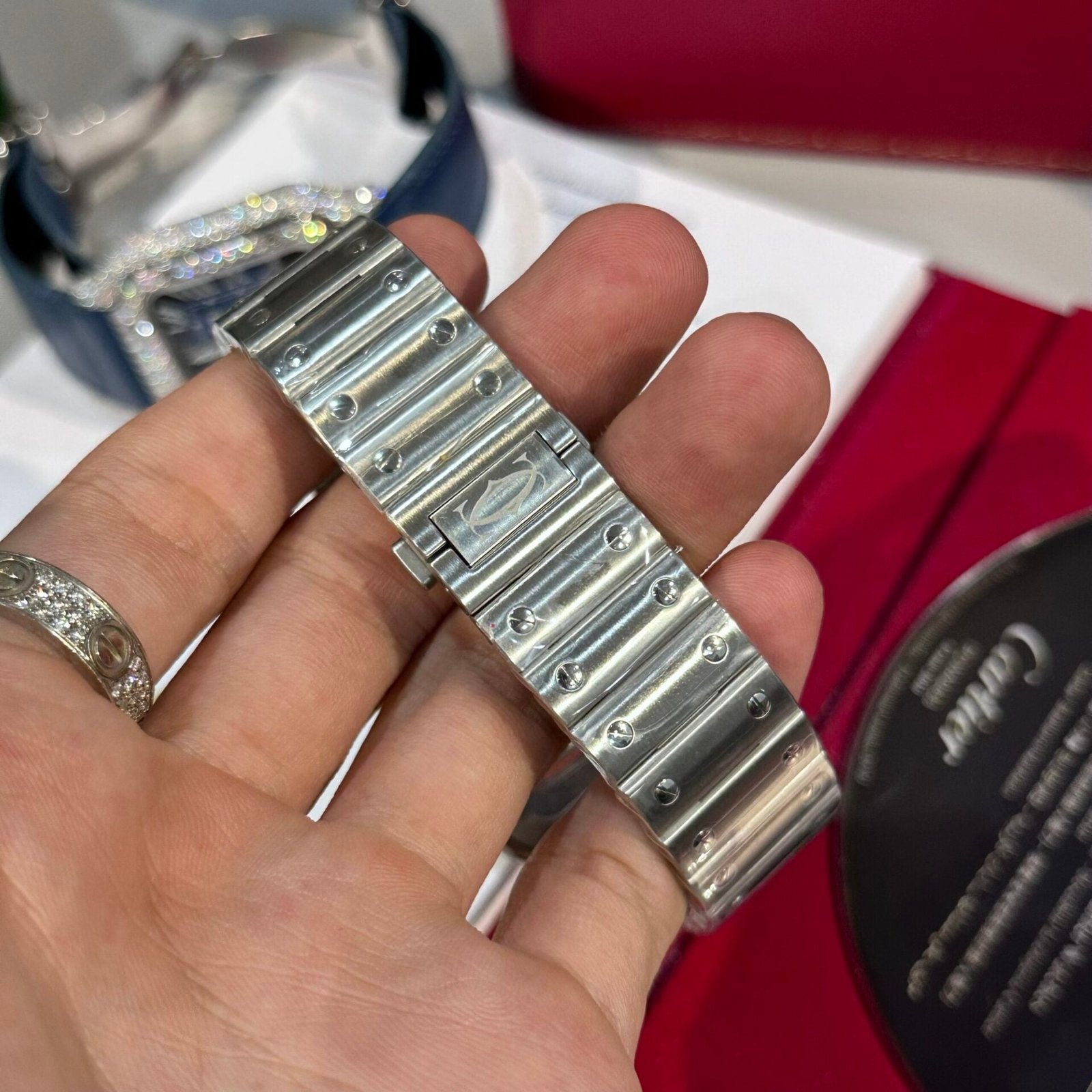 Cartier Watch Santos Moissanite Diamonds 39.8mm