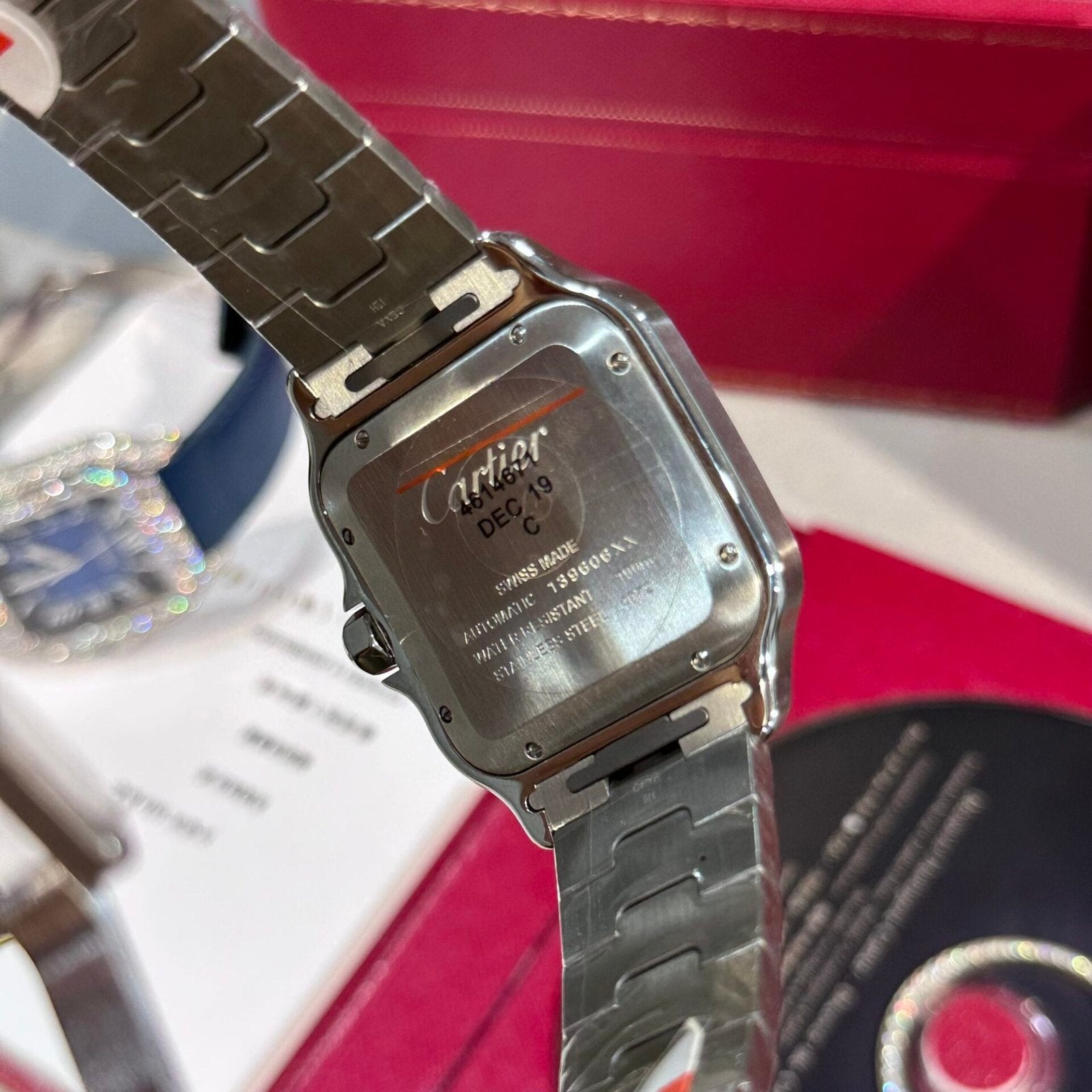 Cartier Watch Santos Moissanite Diamonds 39.8mm