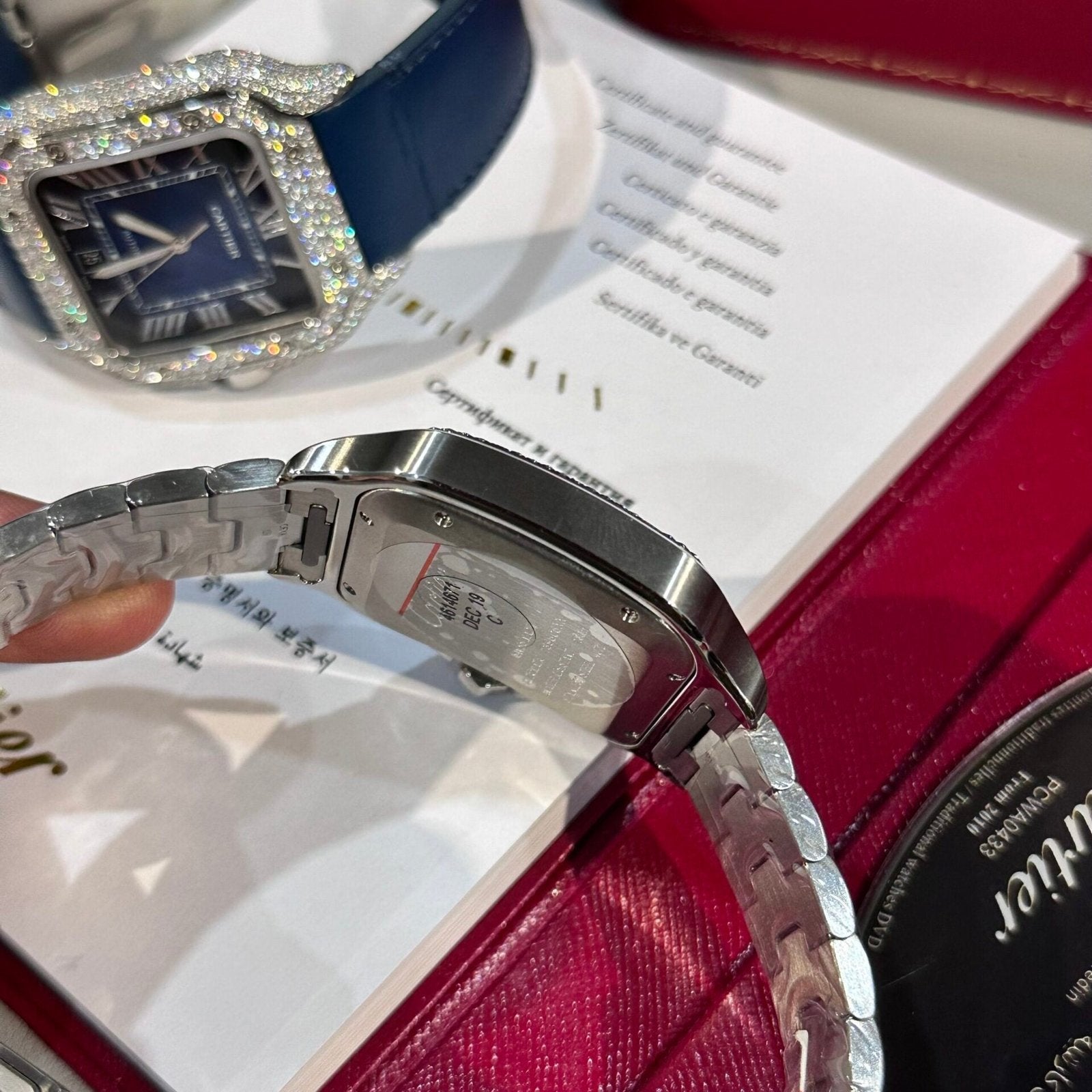 Cartier Watch Santos Moissanite Diamonds 39.8mm