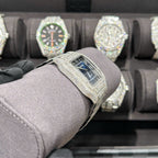 Cartier Santos Watch With Full Natural Diamond VVS Blue Dial 39.8mm