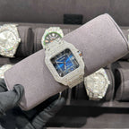 Cartier Santos Watch With Full Natural Diamond VVS Blue Dial 39.8mm