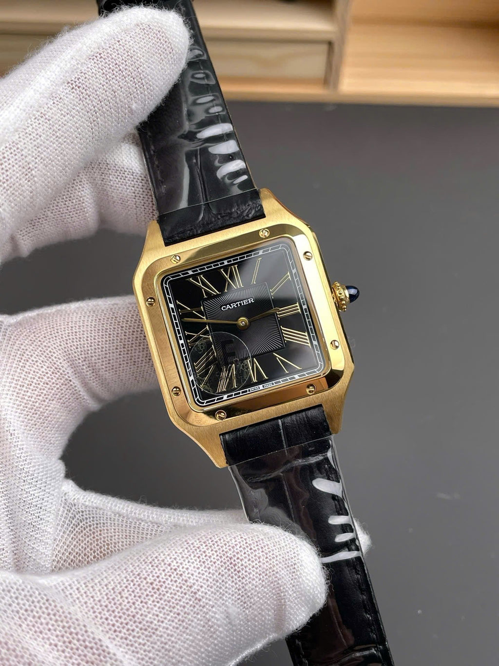 Cartier Santos-Dumont WGSA0077 Watch Men Leather Strap Black 43,5×31,4mm