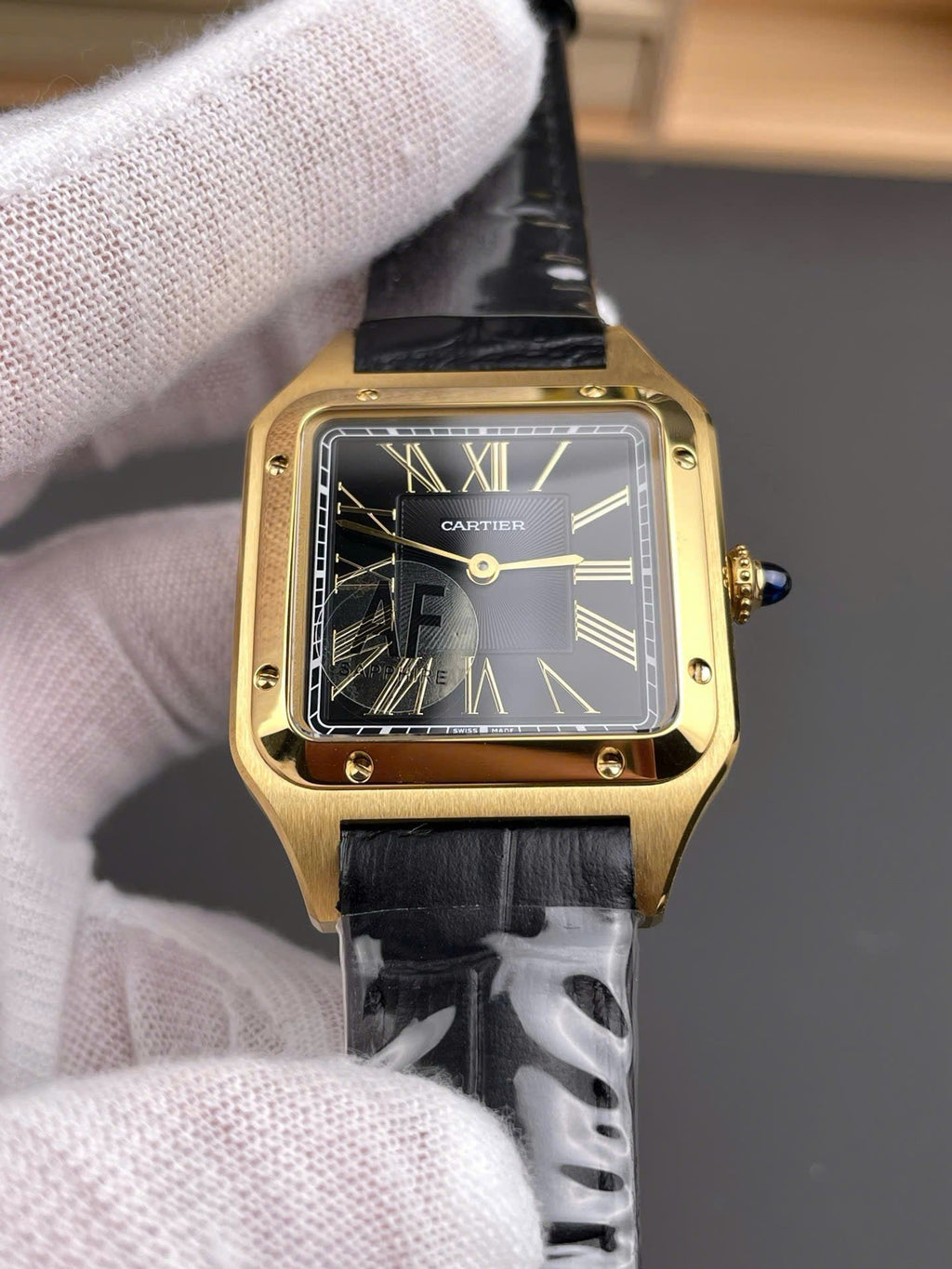 Cartier Santos-Dumont WGSA0077 Watch Men Leather Strap Black 43,5×31,4mm