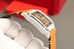 Cartier Santos Dial Brown Watch Diamonds Moissanite 39.8mm