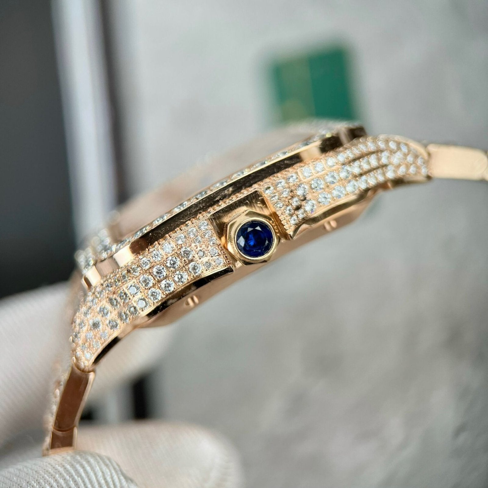 Cartier Santos Men’s Full Diamond Watch 39.8mm