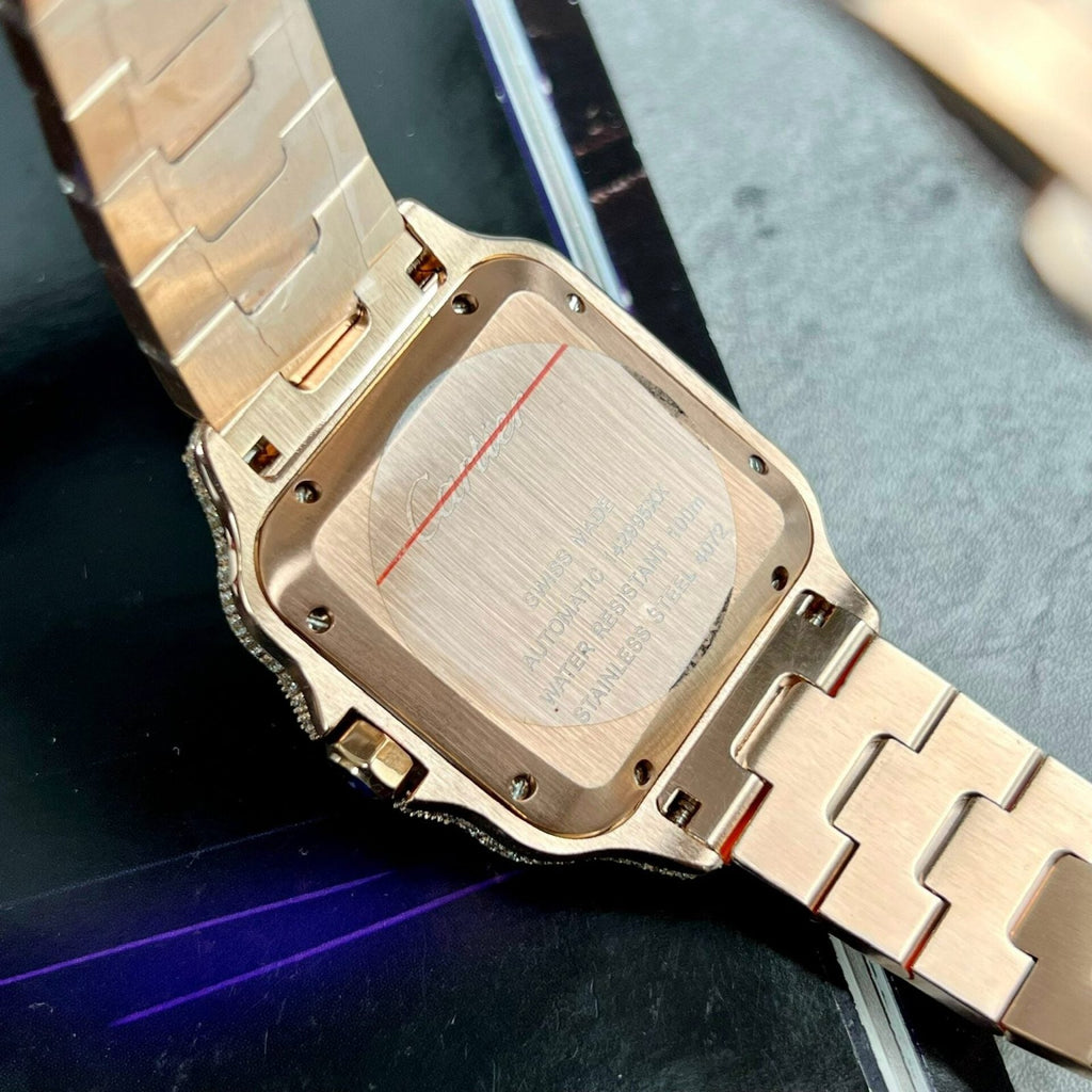 Cartier Santos Men’s Full Diamond Watch 39.8mm