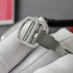 Cartier Santos Women Watch Full Moissanite Diamonds 35mm