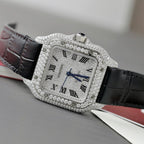 Cartier Santos Women Watch Full Moissanite Diamonds 35mm