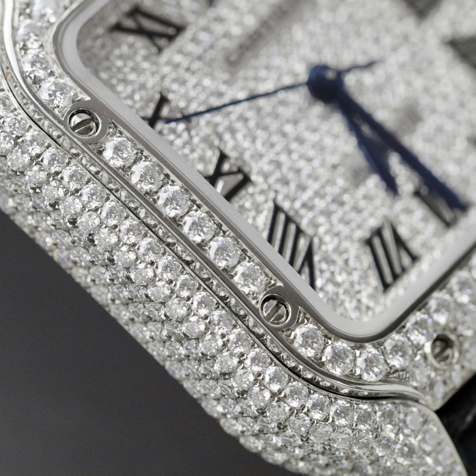 Cartier Santos Women Watch Full Moissanite Diamonds 35mm