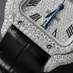 Cartier Santos Women Watch Full Moissanite Diamonds 35mm