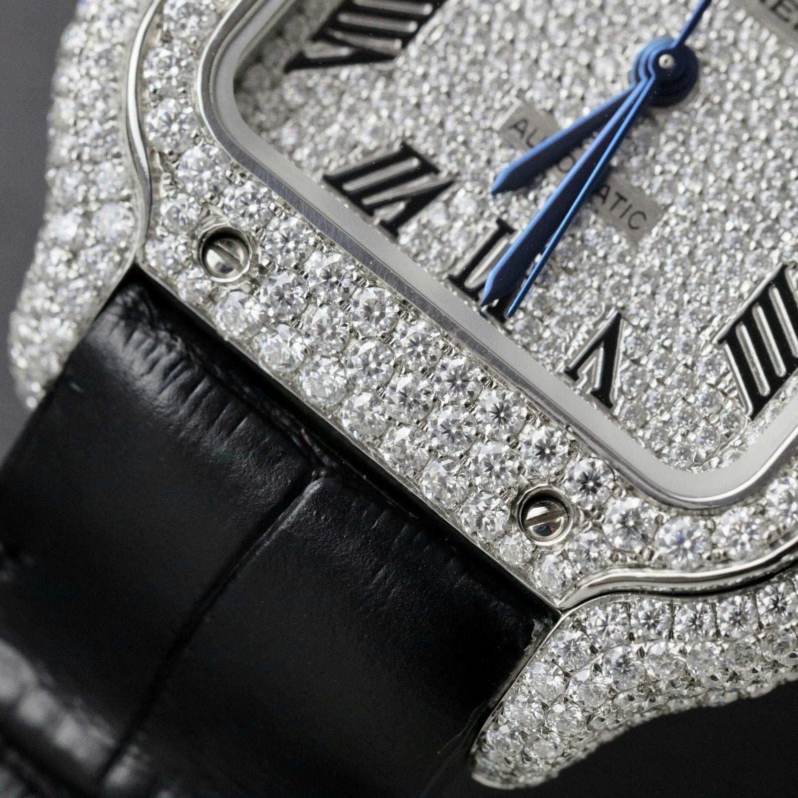 Cartier Santos Women Watch Full Moissanite Diamonds 35mm