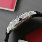 Cartier Santos Women Watch Full Moissanite Diamonds 35mm