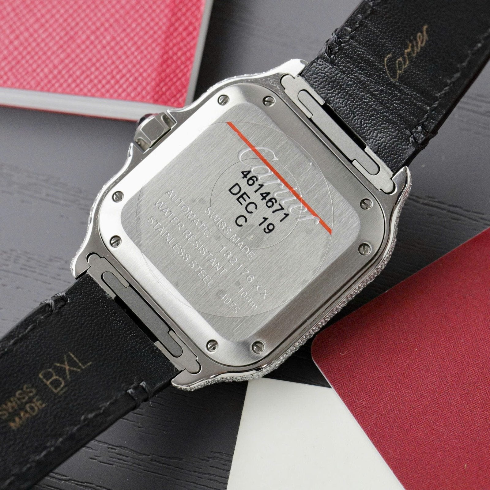 Cartier Santos Women Watch Full Moissanite Diamonds 35mm