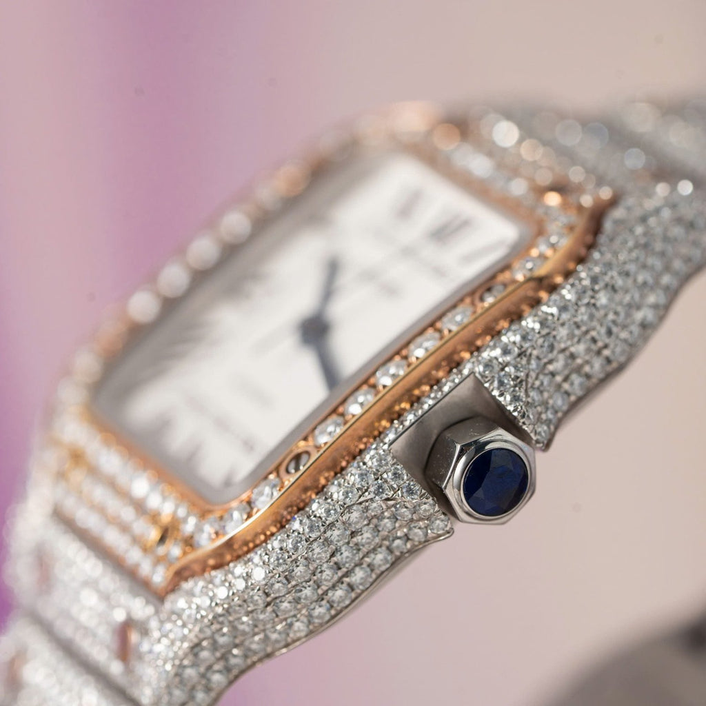 Cartier Santos Watch With Full Diamond Moissanite 35mm