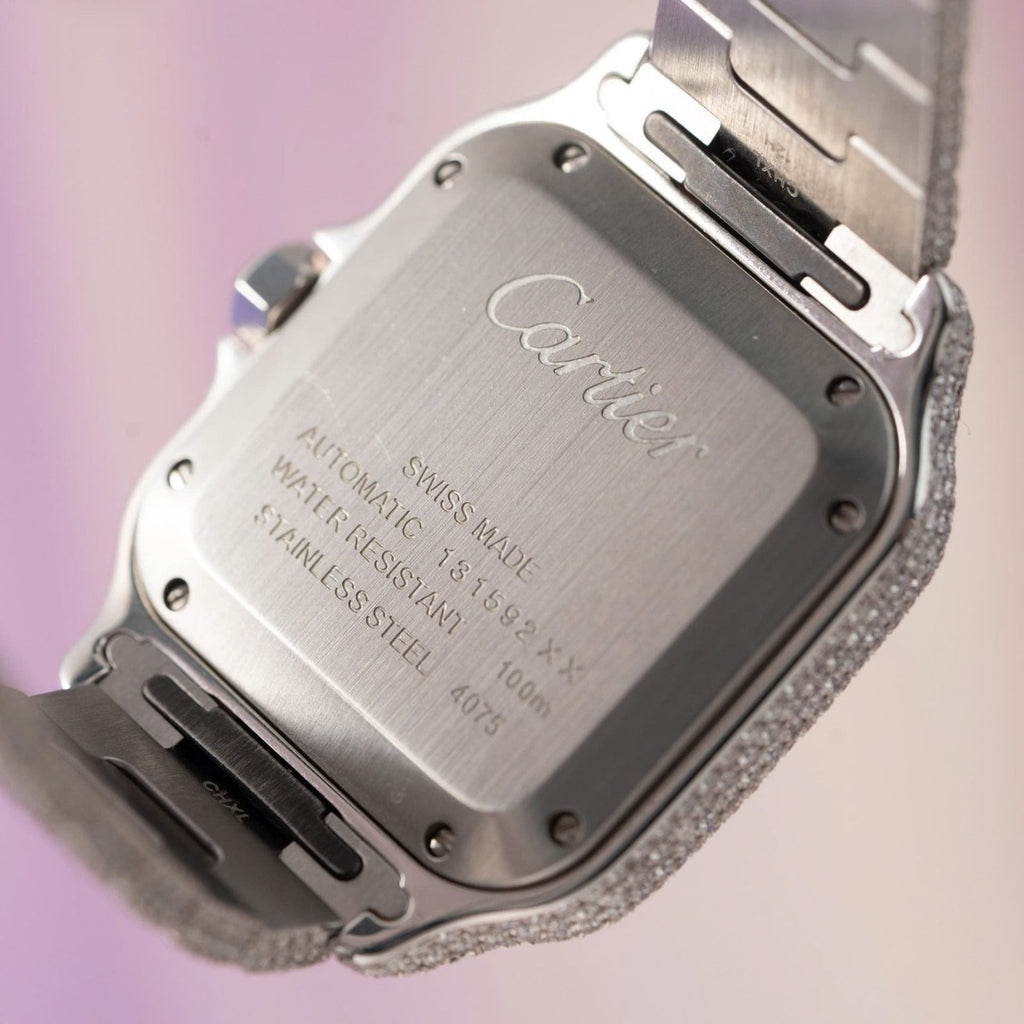 Cartier Santos Watch With Full Diamond Moissanite 35mm