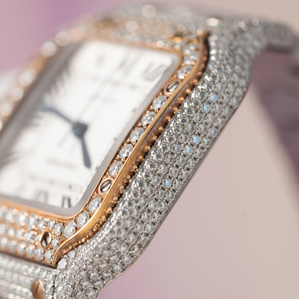 Cartier Santos Watch With Full Diamond Moissanite 35mm