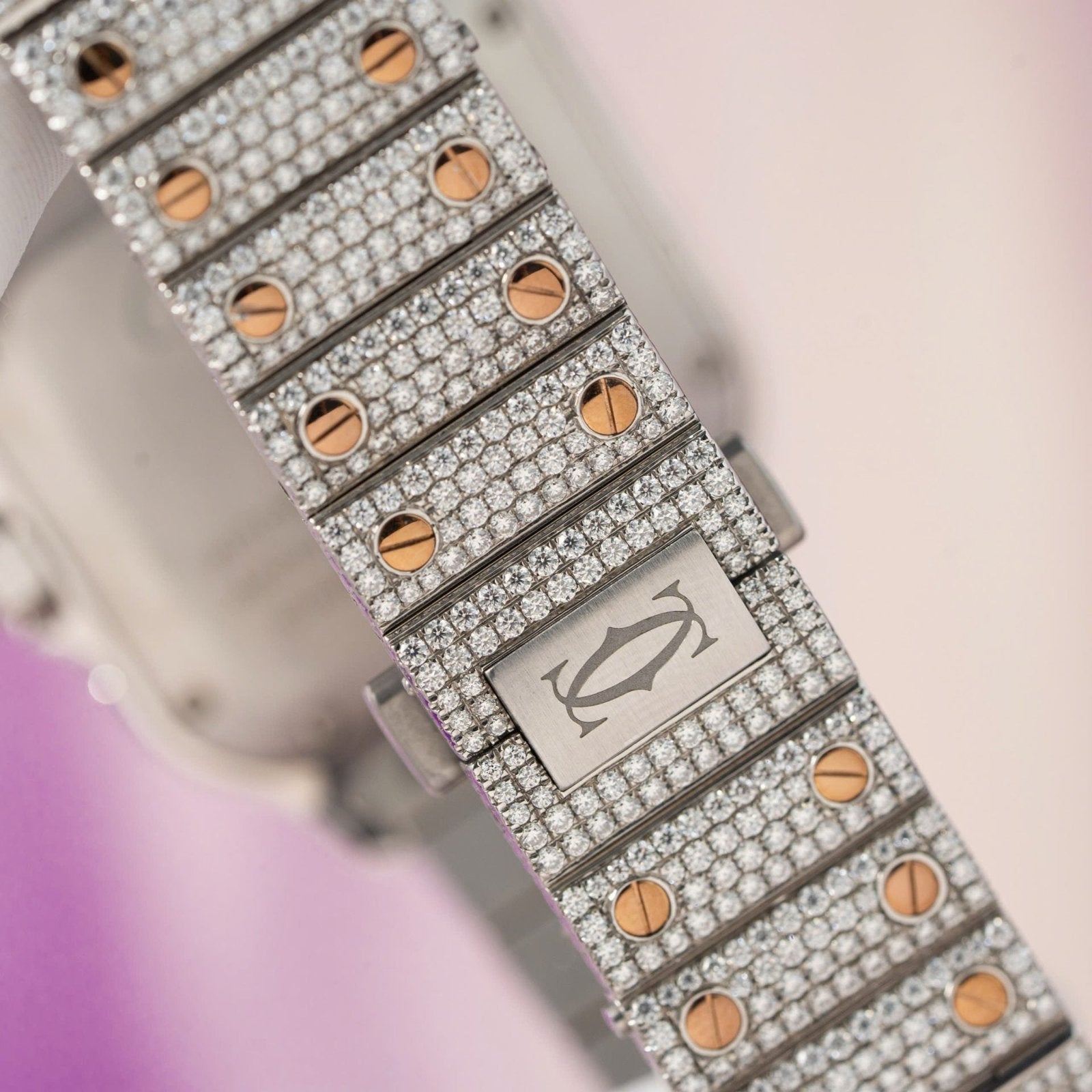 Cartier Santos Watch With Full Diamond Moissanite 35mm