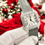 Cartier Santos Women White Dial Watch Diamonds Moissanite 35mm