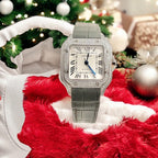 Cartier Santos Women White Dial Watch Diamonds Moissanite 35mm