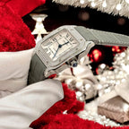 Cartier Santos Women White Dial Watch Diamonds Moissanite 35mm
