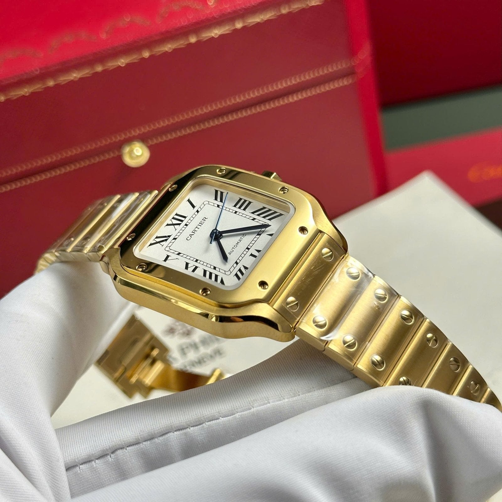 Cartier Santos Womens White Dial Watch 35.2mm